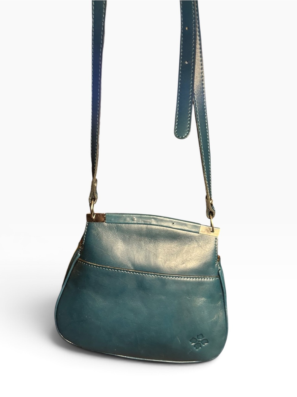 Patricia Nash Teal Floral Embossed Leather Crossbody - Picture 3 of 6